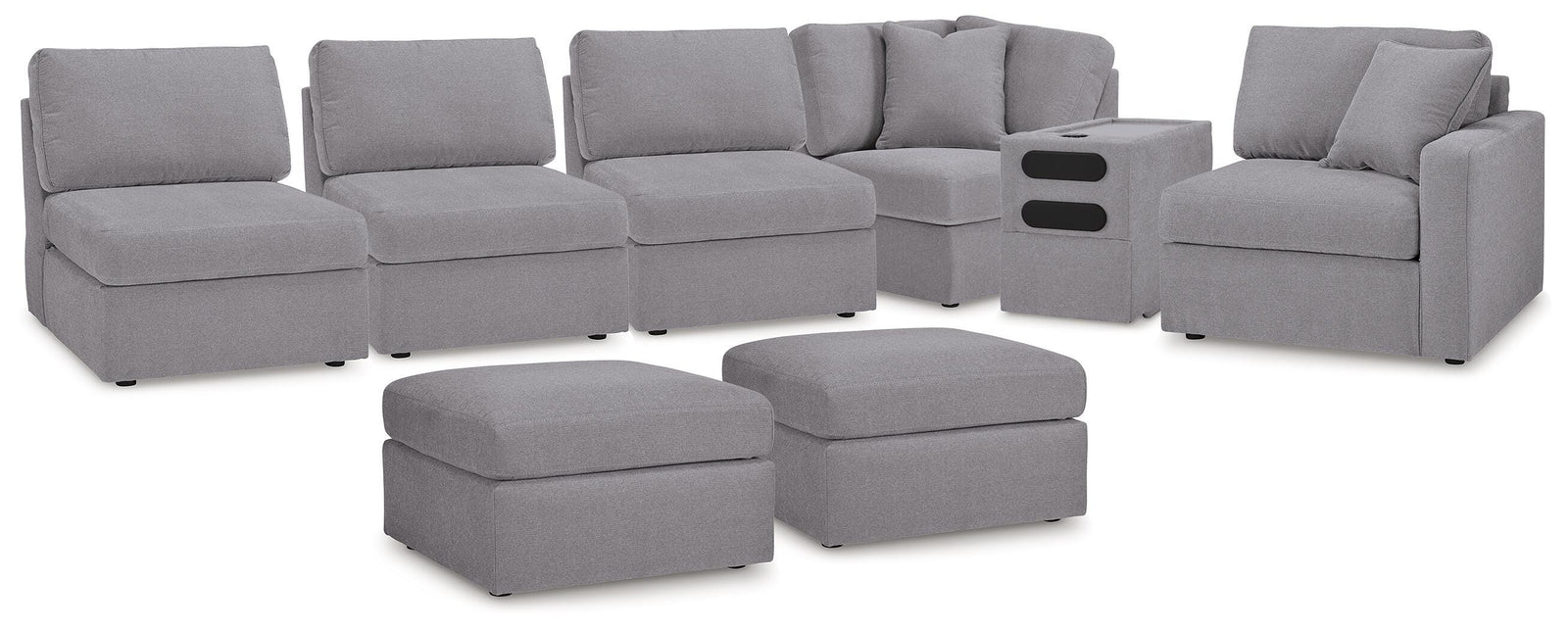 Modmax 6-Piece Sectional and 2 Ottomans (92104-SI)