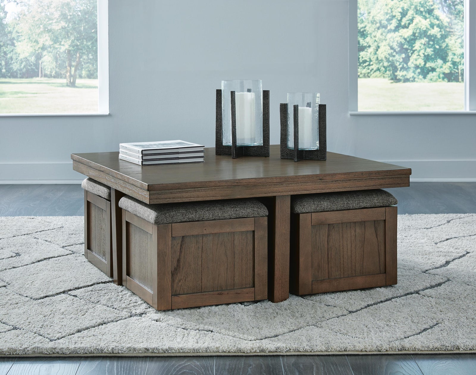 Boardernest Coffee Table with 4 Stools - Brown (T738-SI) - Image 4