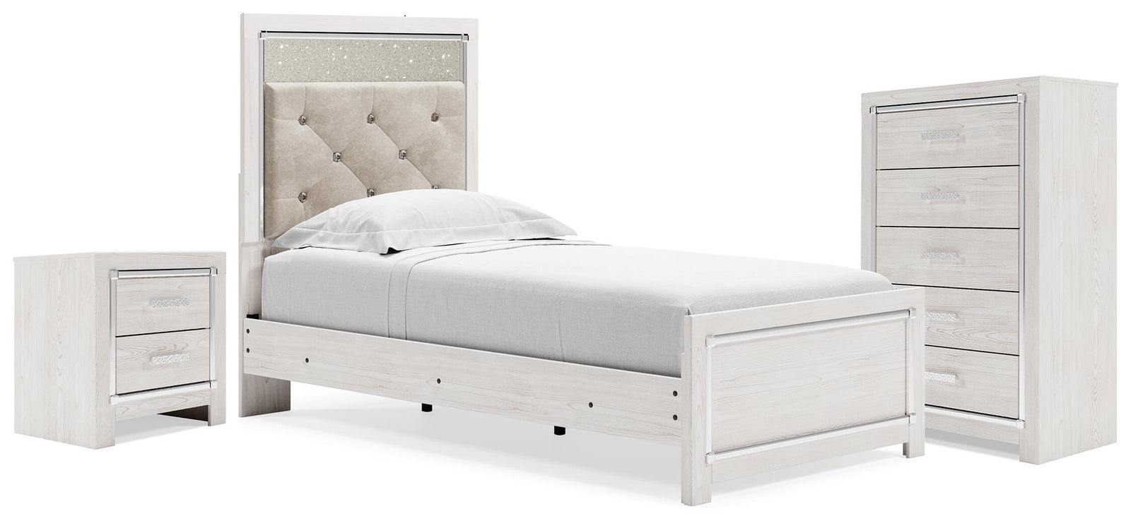 Altyra Panel Bed, Chest and Nightstand - White (B2640-SI)