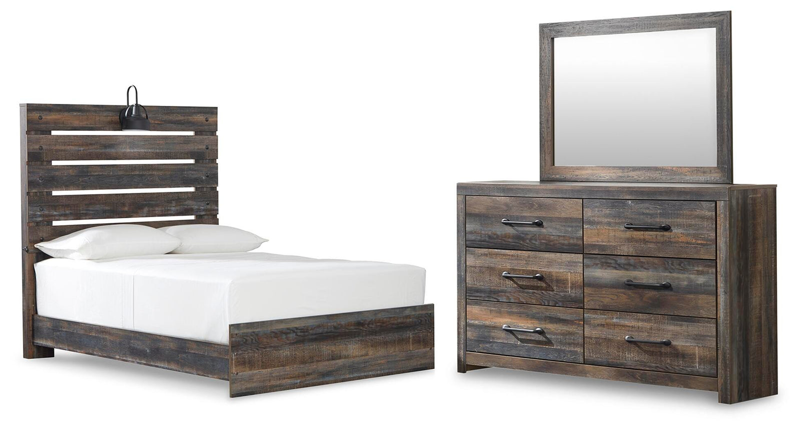 Drystan Panel Bed, Dresser and Mirror (B211-SI)
