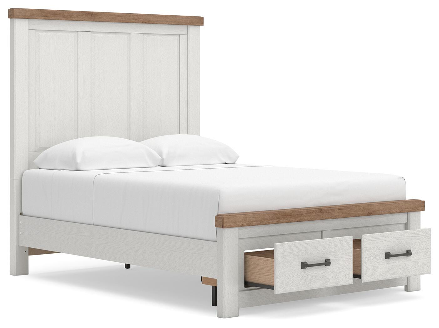 Savonport Panel Storage Bed (Youth) - White/Brown (B4615-SI) - Image 3