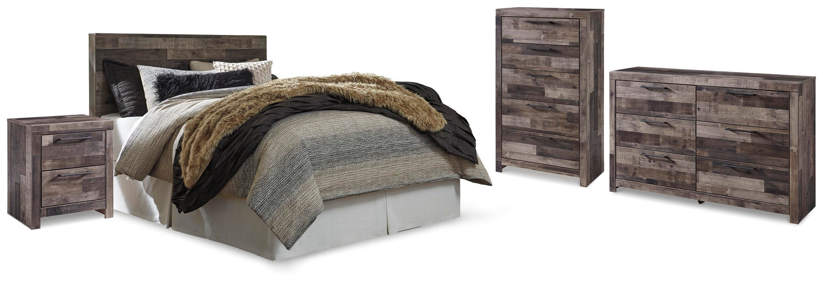 Derekson Panel Headboard, Dresser, Chest and Nightstand - Multi Gray (B200-SI)