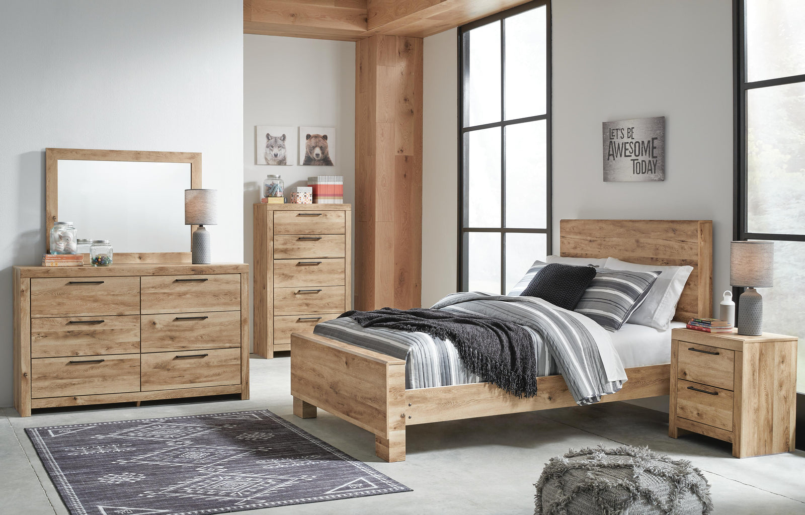 Hyanna Panel Bed, Dresser and Mirror - Tan Brown (B1050-SI) - Image 8
