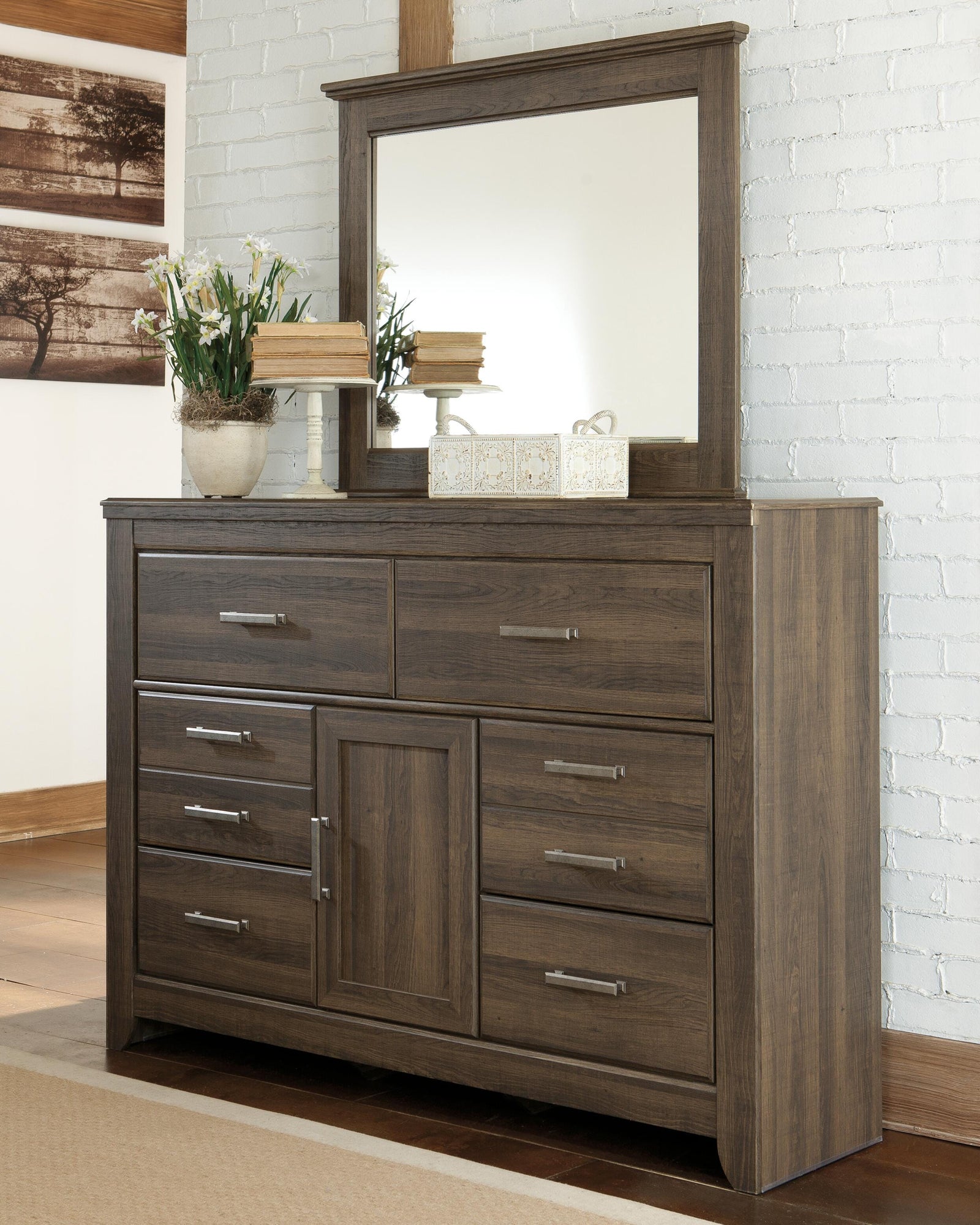 Juararo Poster Bed, Dresser, Mirror, Chest and 2 Nightstands - Dark Brown (B251-SI) - Image 13
