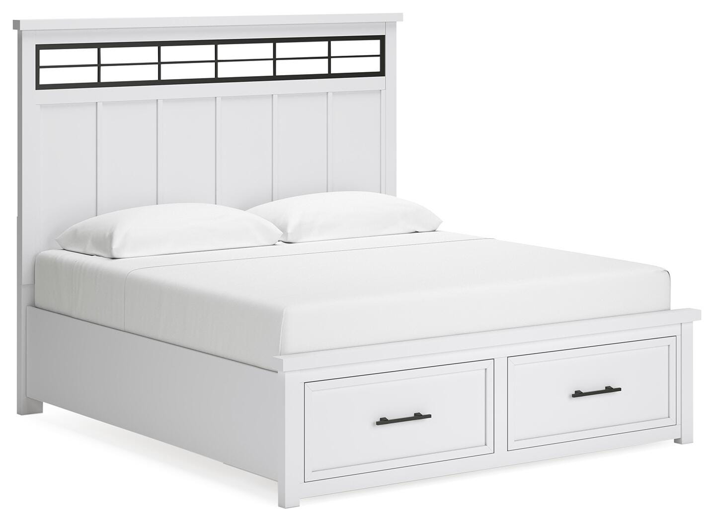 Ashbryn Panel Storage Bed, Dresser and Mirror - White/Natural (B844-SI) - Image 2