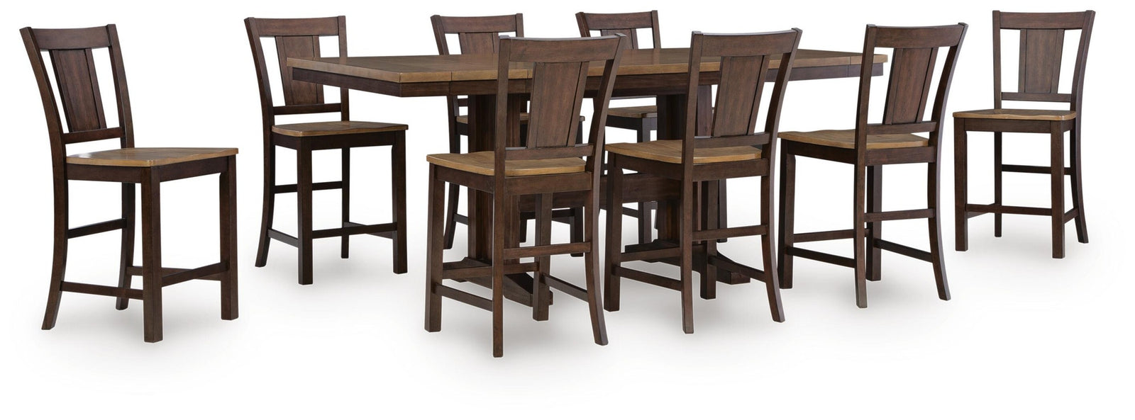 Rylandeen Counter Height Extension Dining Table and 8 Barstools (PCD651-SI)