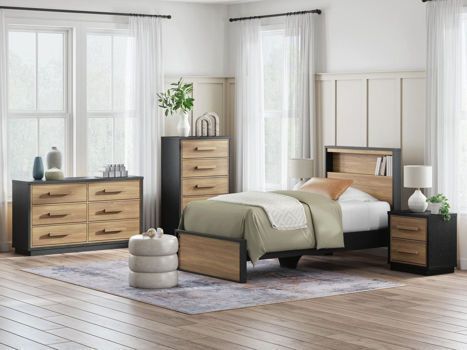 Kozmour Bookcase Complete Bed Frame - Black/Brown (EB1460-SI) - Image 30