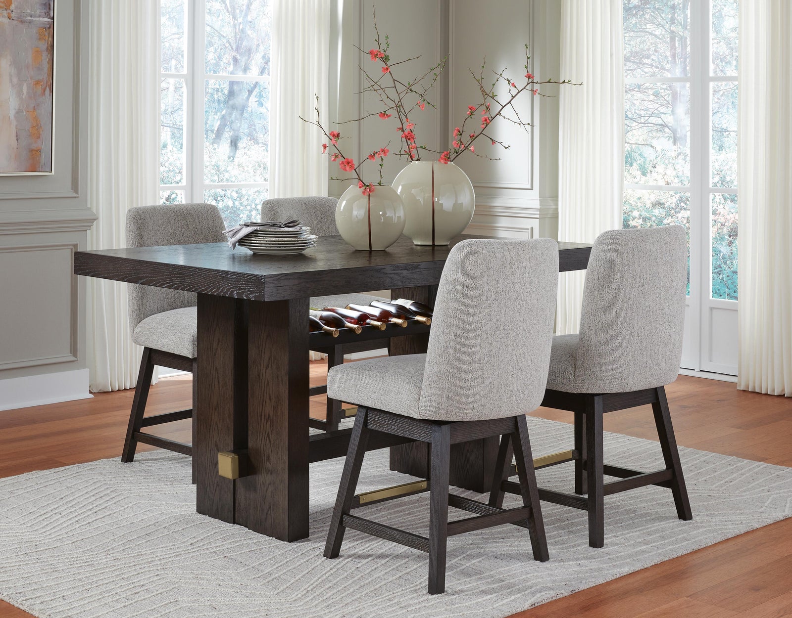 Burkhaus Counter Height Dining Table and 4 Barstools (D984-SI) - Image 3