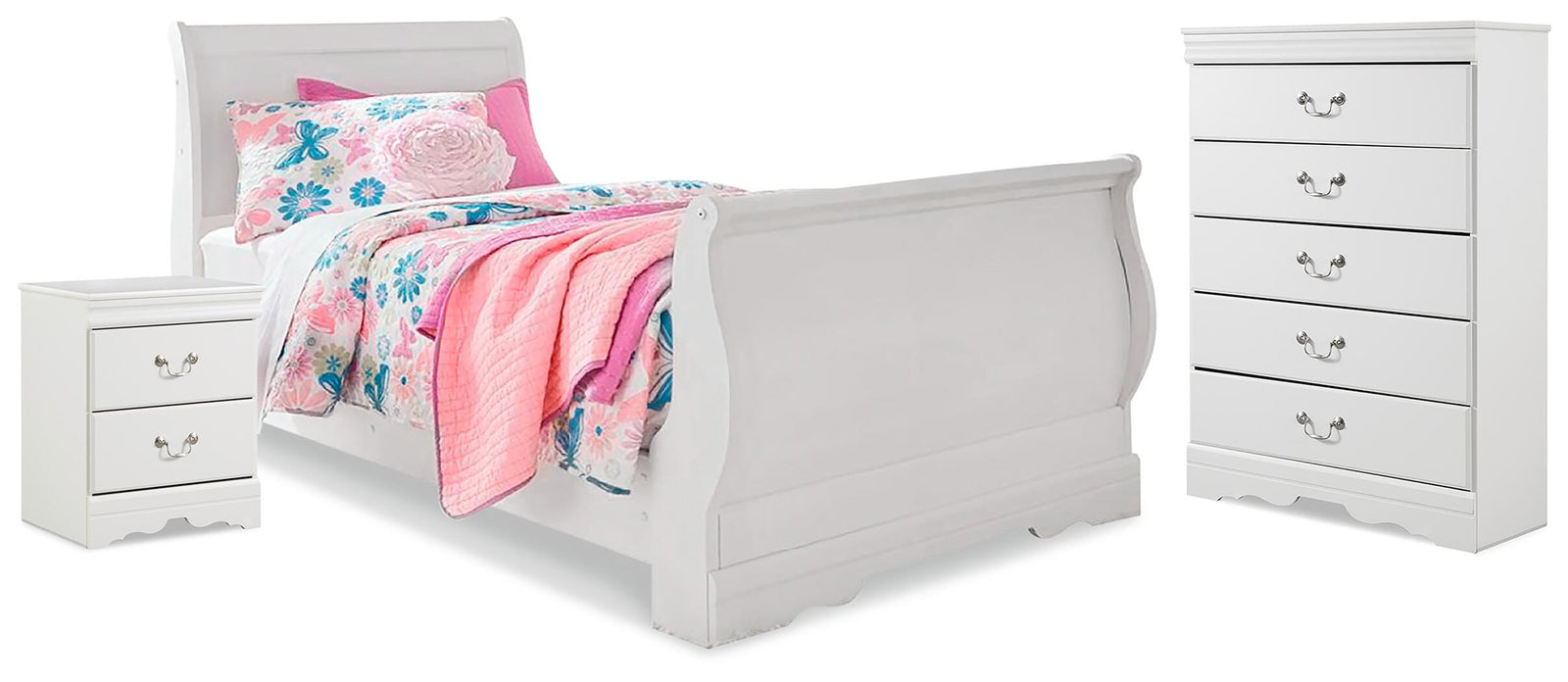 Anarasia Sleigh Bed, Chest and Nightstand (B129-SI)