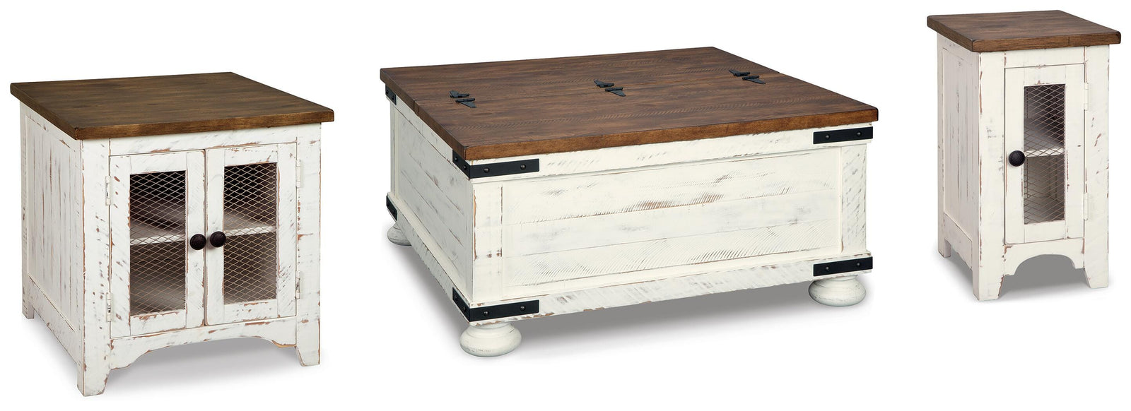 Wystfield Coffee Table and 2 End Tables - White/Brown (T459-SI)
