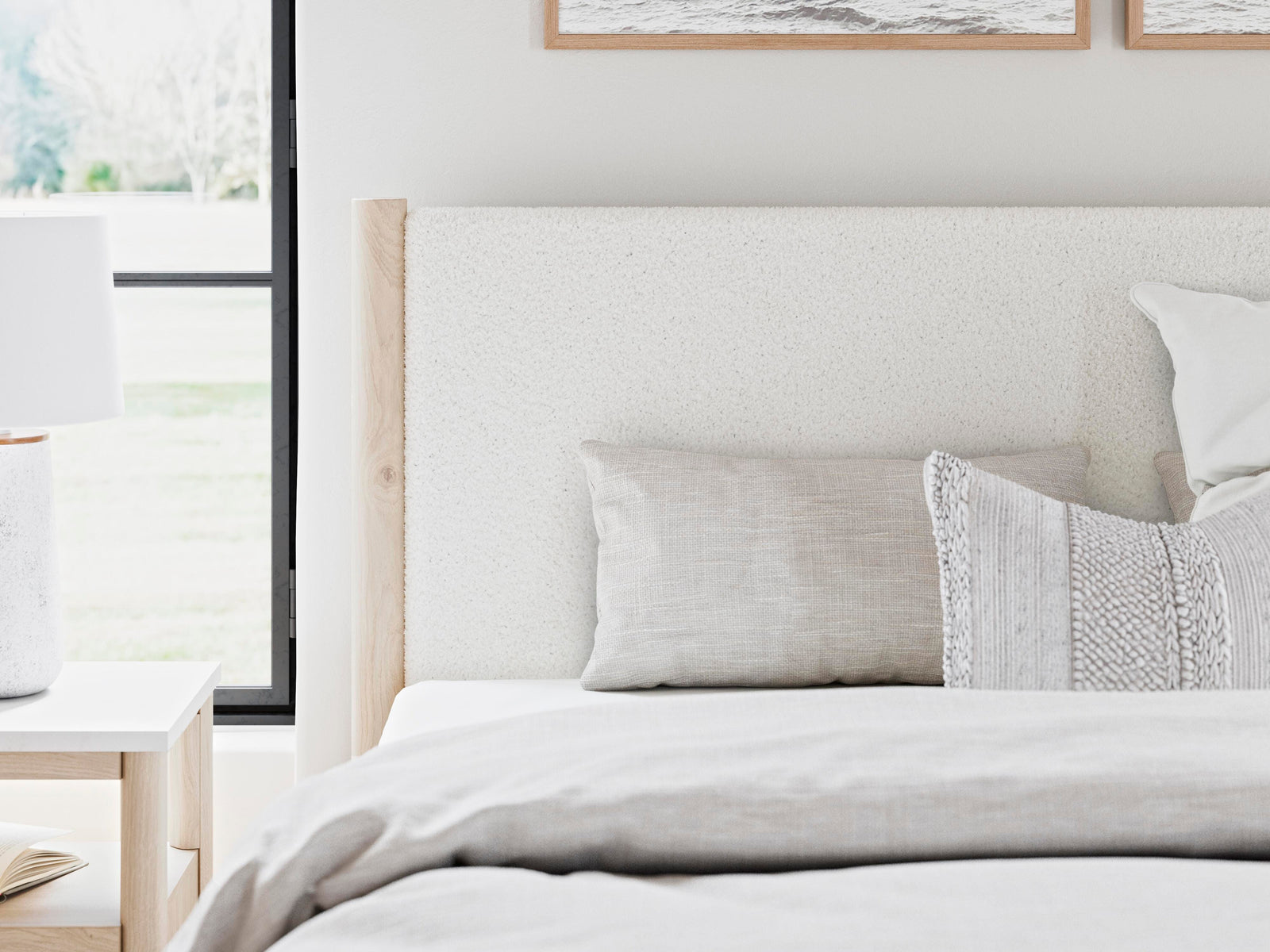 Cadmori Upholstered Panel Bed, Dresser, Mirror and Nightstand - Two-tone (B2615-SI) - Image 23