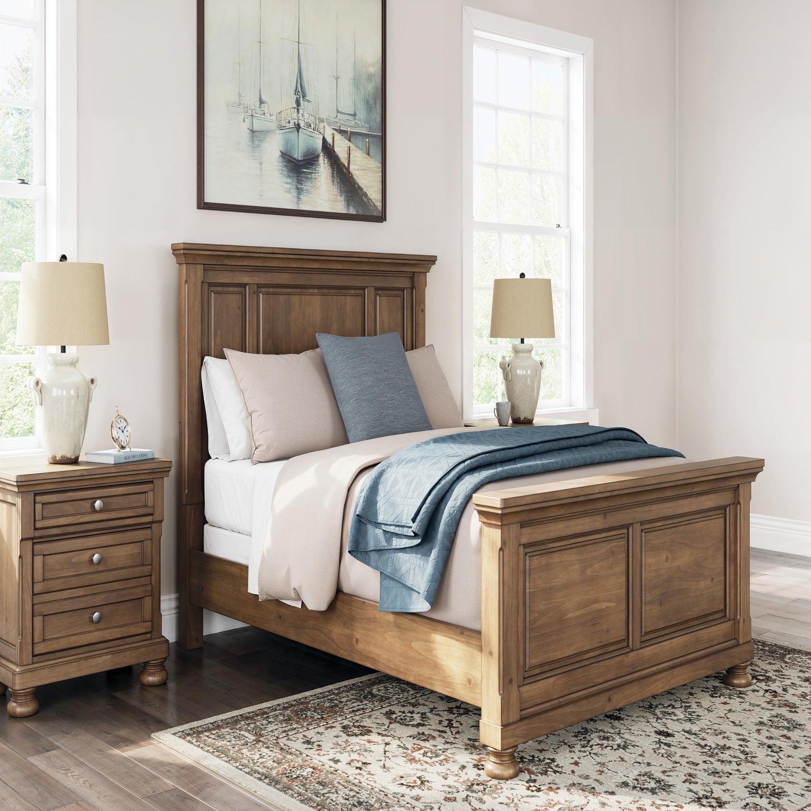 Feddinger Queen Panel Bed, Dresser, Mirror, Chest and 2 Nightstands (PCB779-SI) - Image 32