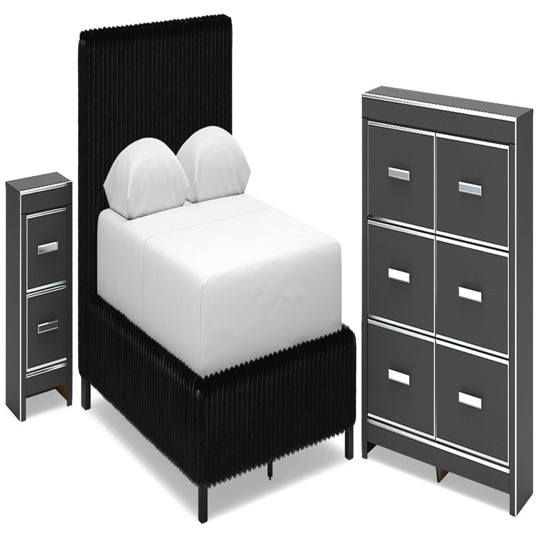 Zuraleus Queen Upholstered Bed, Dresser and Nightstand (PCB3380-SI)