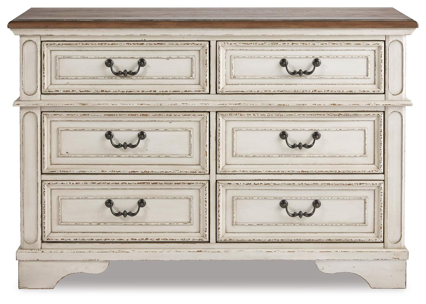 Realyn Panel Bed, Dresser and 2 Nightstands - Two-tone (B743-SI) - Image 2