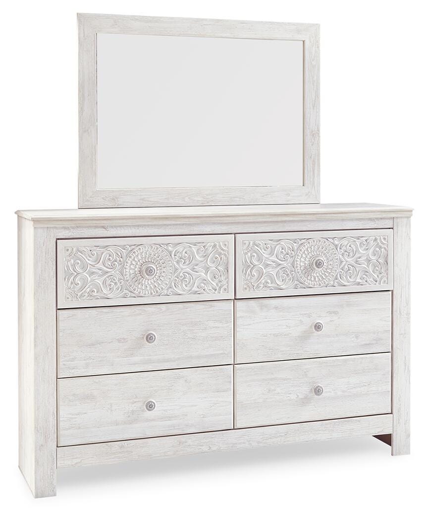 Paxberry Dresser and Mirror - Whitewash (B181-SI) - Image 3