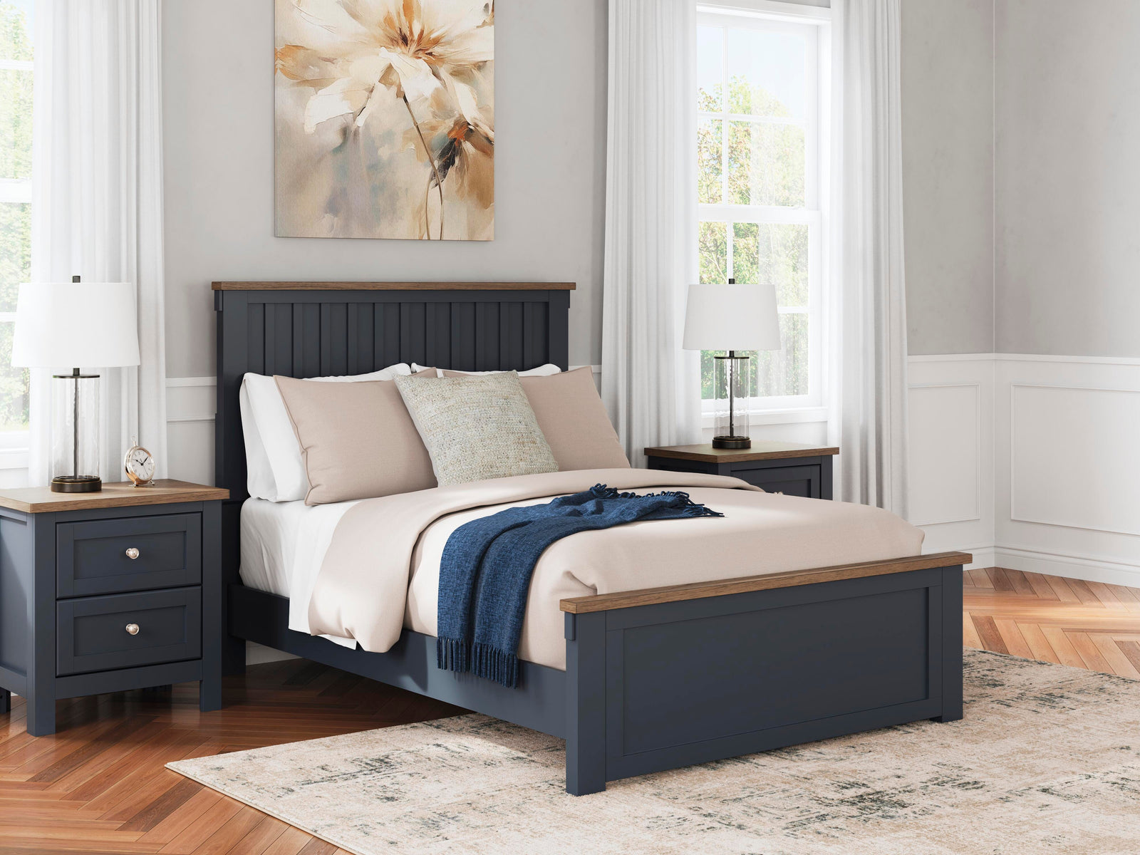 Landocken Panel Bed, Dresser and Mirror - Brown/Blue (B414-SI) - Image 16