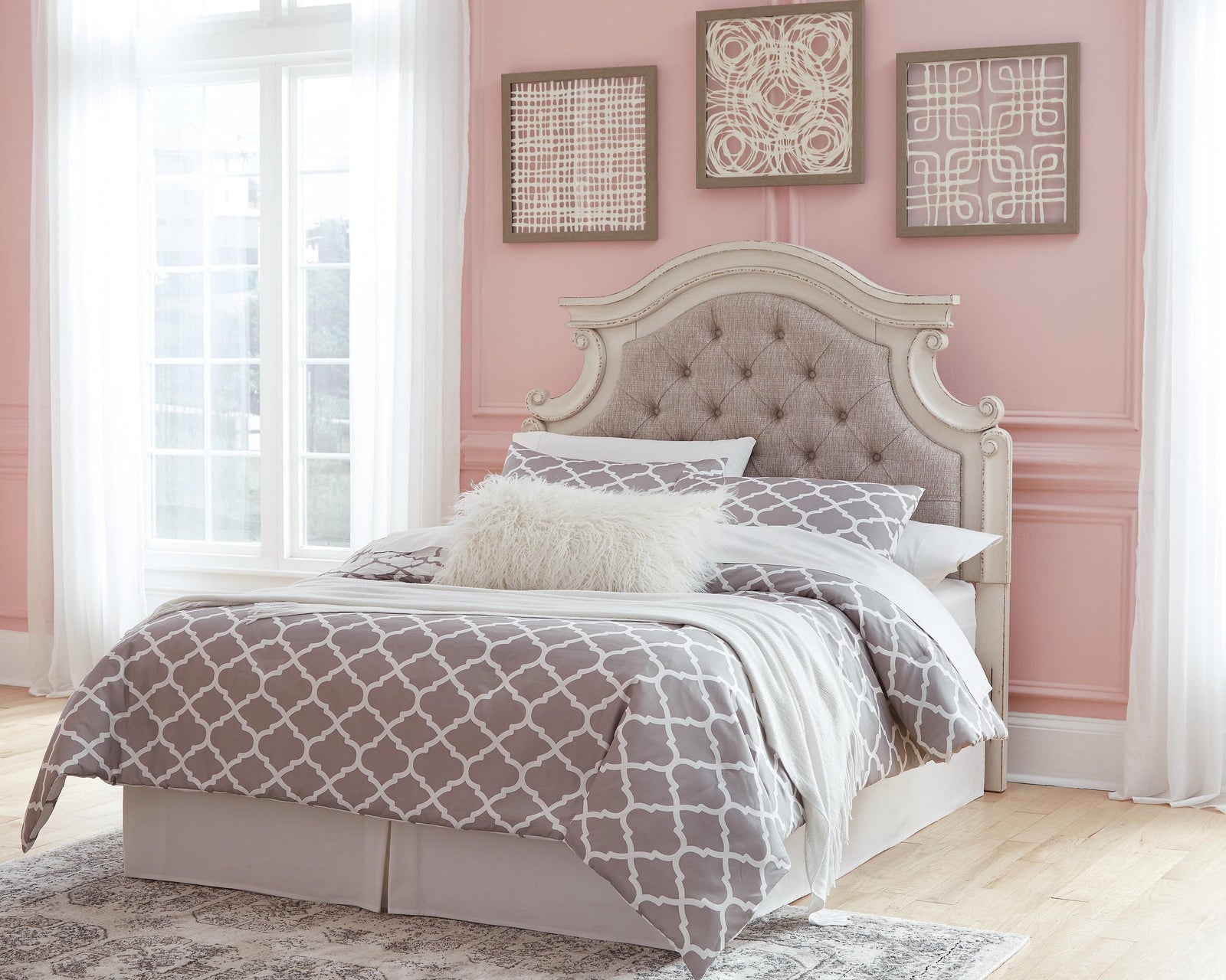 Realyn Upholstered Panel Headboard (Youth) - Chipped White (B743-SI) - Image 2
