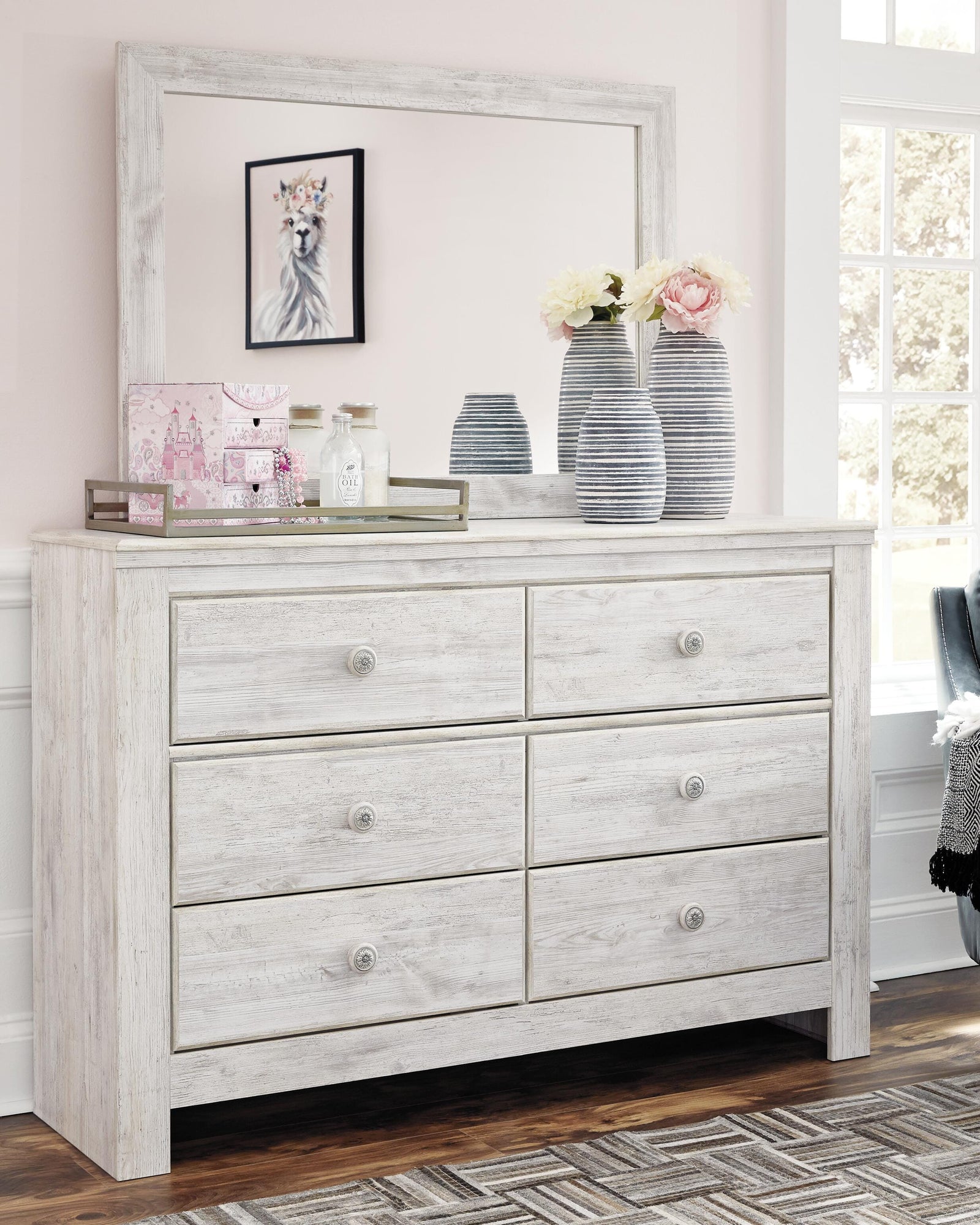Paxberry Panel Bed, Chest and Nightstand - Whitewash (B181-SI) - Image 15