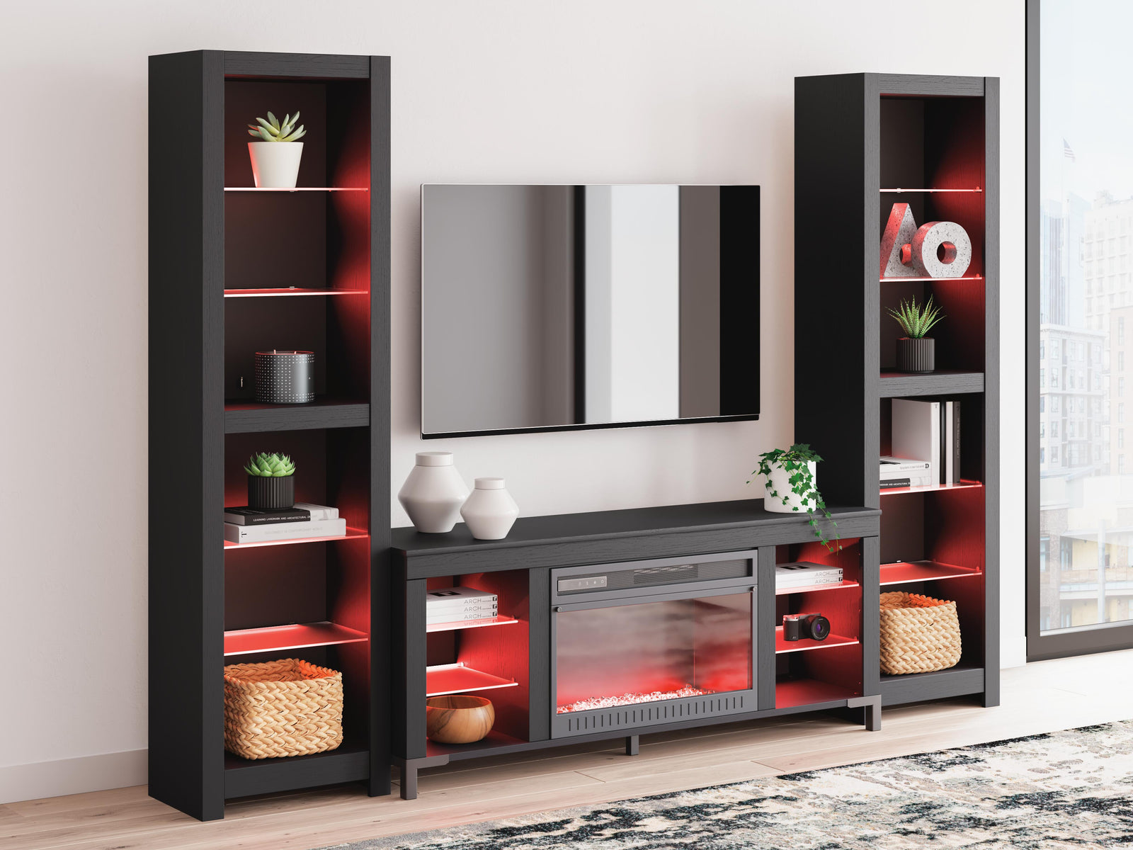 Cayberry 3-Piece Entertainment Center with Electric Fireplace (W2721-SI) - Image 9