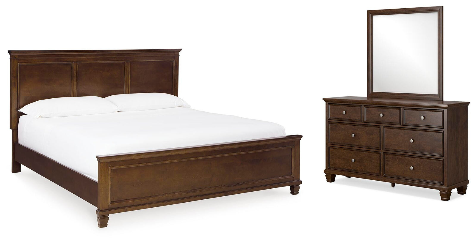 Danabrin Panel Bed, Dresser and Mirror - Brown (B685-SI)
