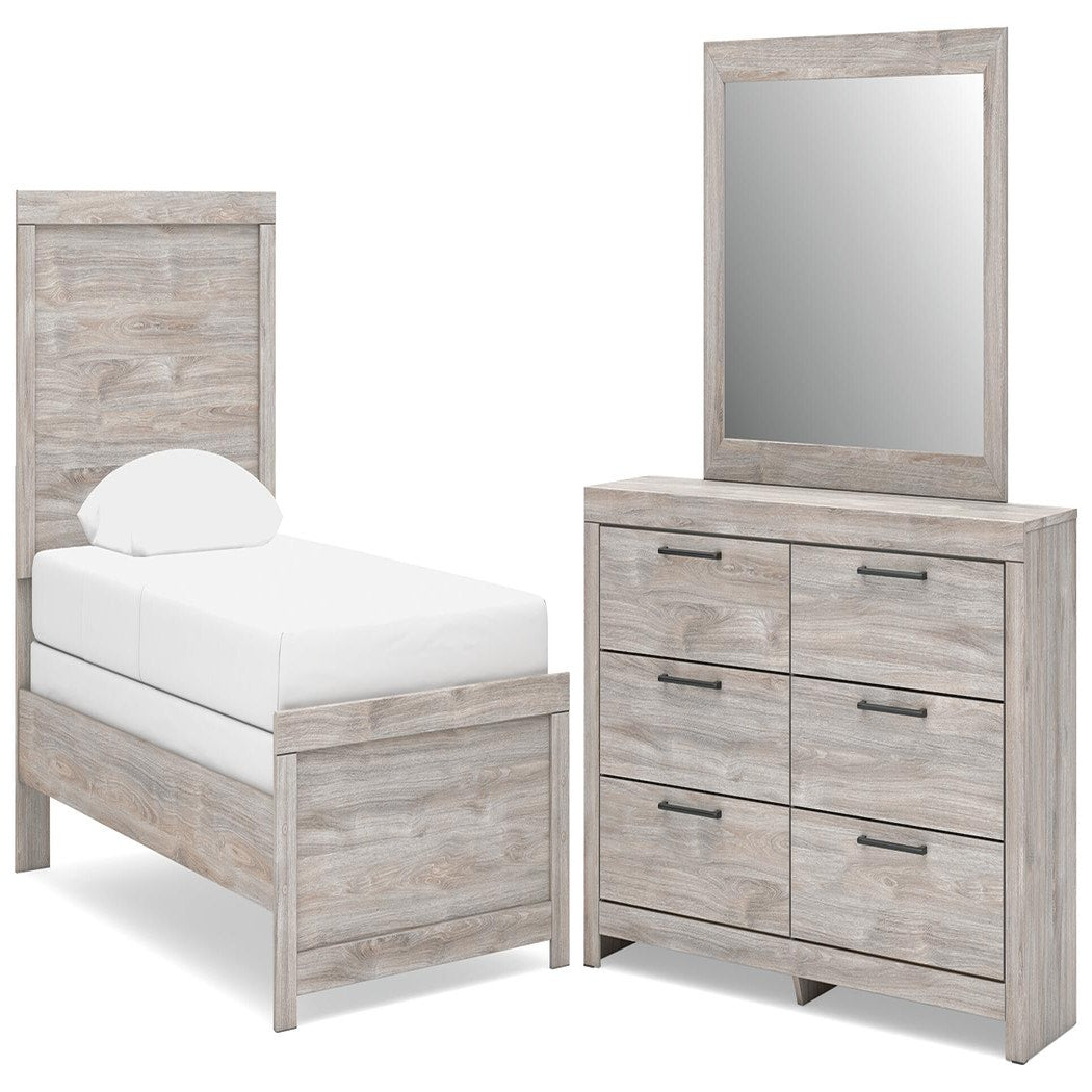 Broachmyn Twin Panel Bed, Dresser and Mirror (PCB1120-SI)