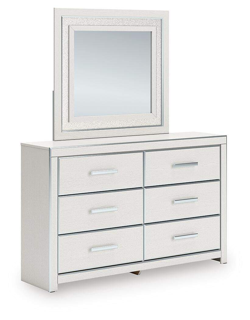 Zuraleus Queen Upholstered Panel Platform Bed, Dresser and Mirror (PCB3381-SI) - Image 3