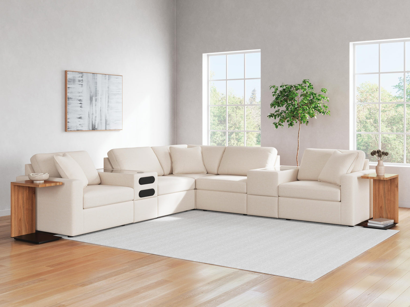 Modmax 7-Piece Balanced Sectional with Audio and Storage Consoles (92103-SI) - Image 2