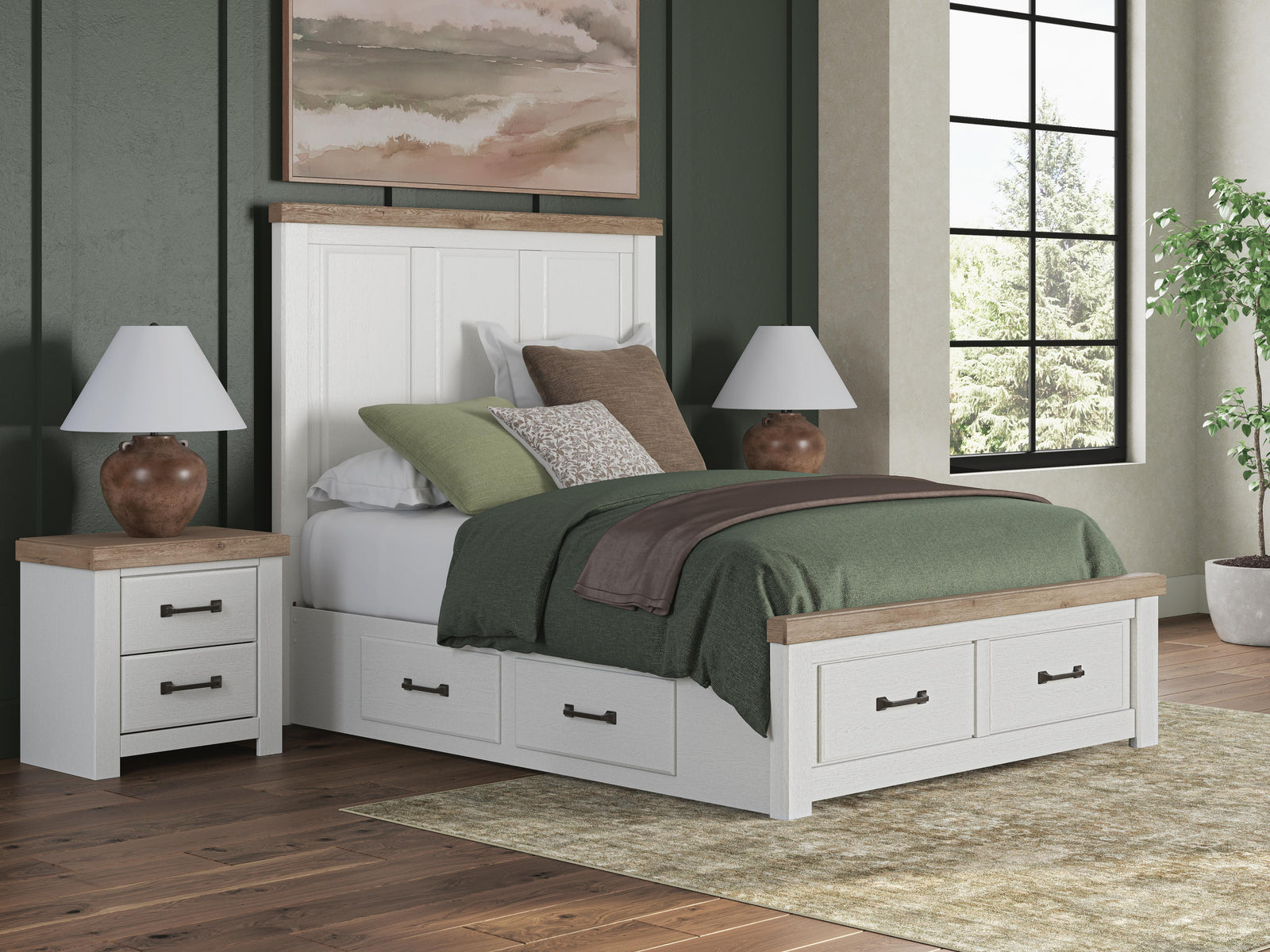 Savonport Panel Storage Bed - White/Brown (B4615-SI) - Image 9