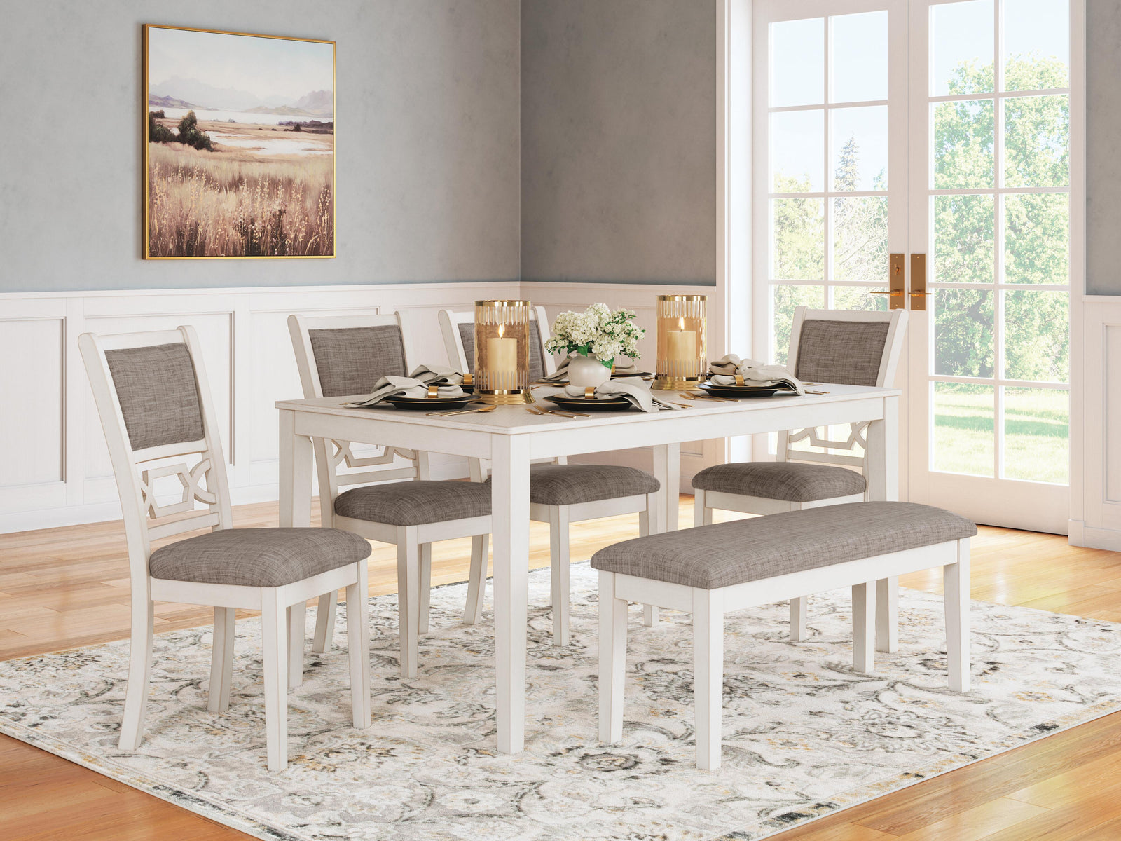Erinberg Dining Table and 4 Chairs and Bench (Set of 6) (D423-SI) - Image 4