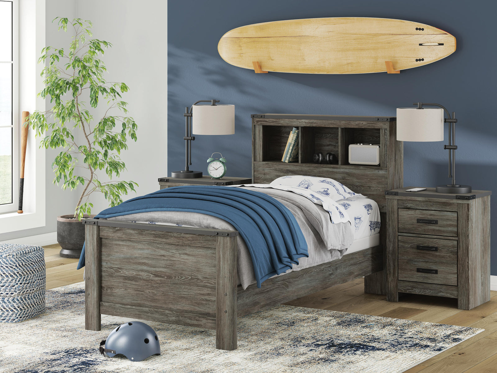 Frandern Bookcase Bed, Dresser and Mirror (B4480-SI) - Image 17