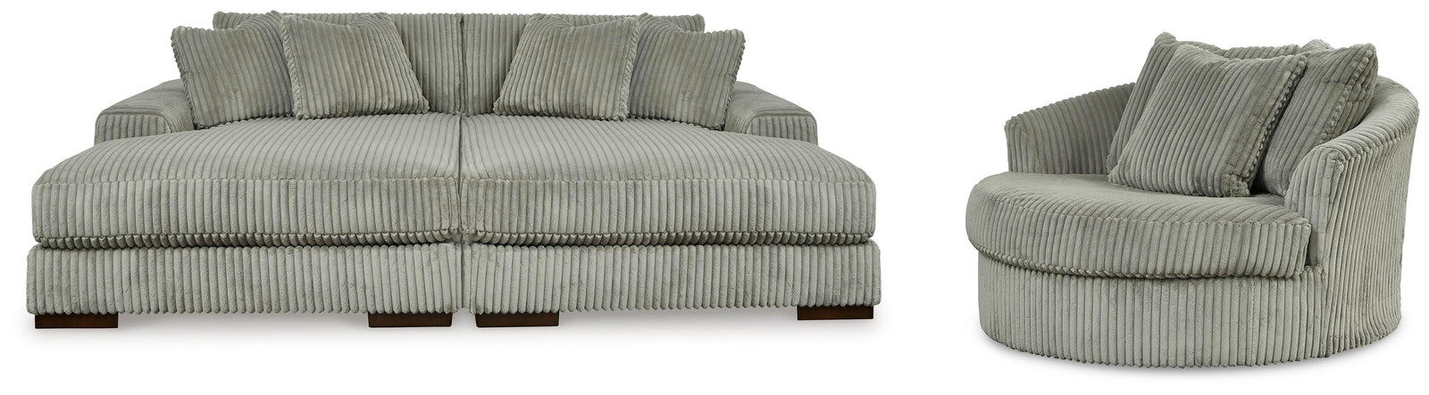 Lindyn Super Chaise with Oversized Swivel Chair (21105-SI)