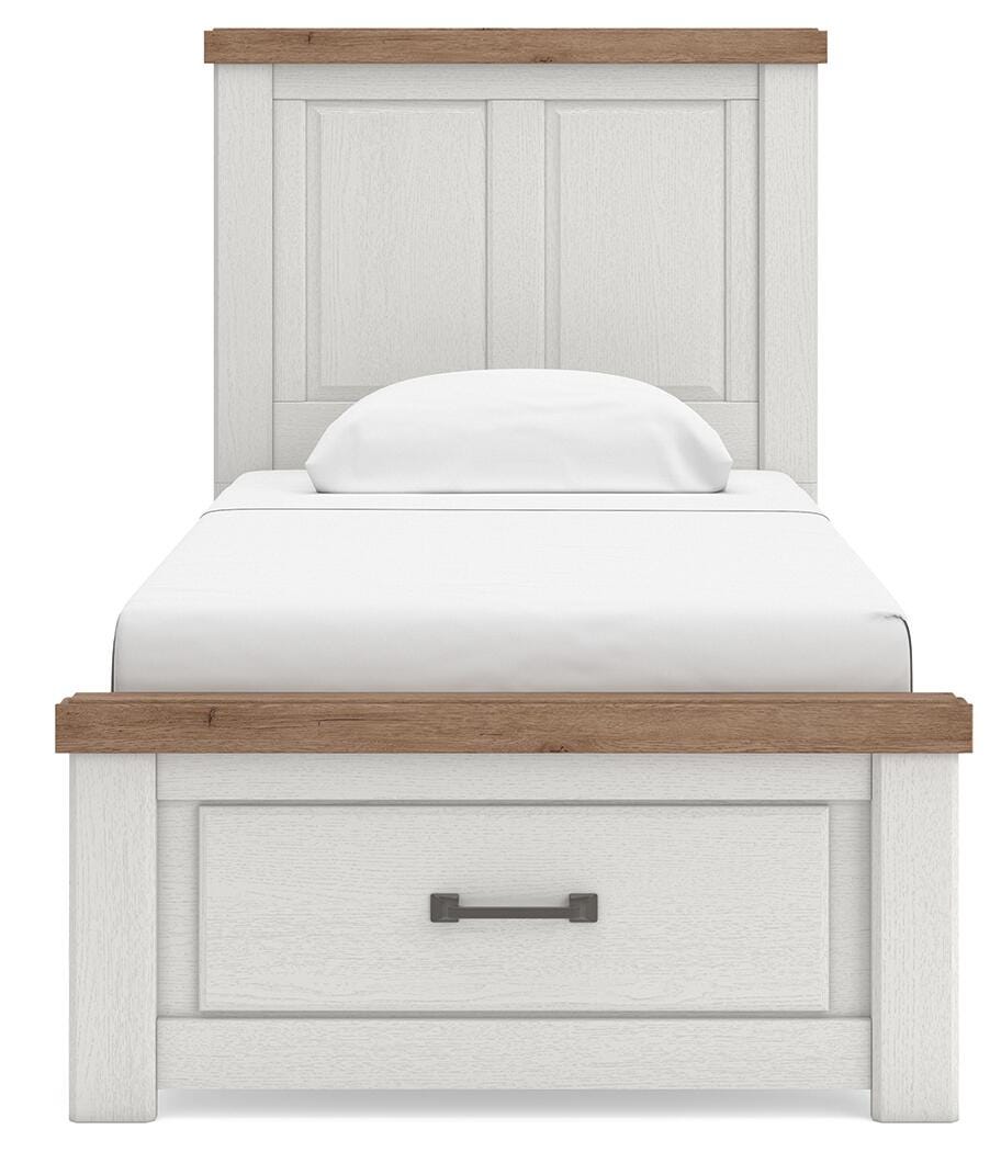 Savonport Panel Storage Bed (Youth) - White/Brown (B4615-SI) - Image 2