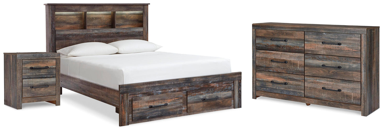 Drystan Bookcase Bed, Dresser and Nightstand - Multi (B211-SI)