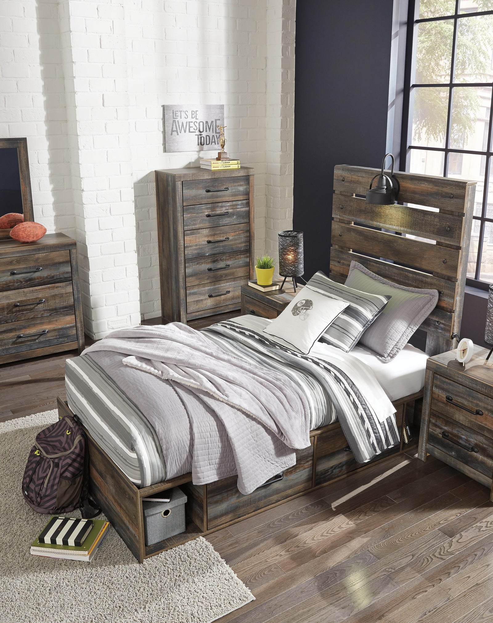 Drystan Panel Bed with 2 Storage Drawers (Youth) - Multi (B211-SI) - Image 5