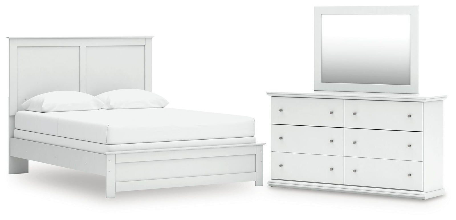 Bostwick Shoals Panel Bed, Dresser and Mirror - White (B139-SI)