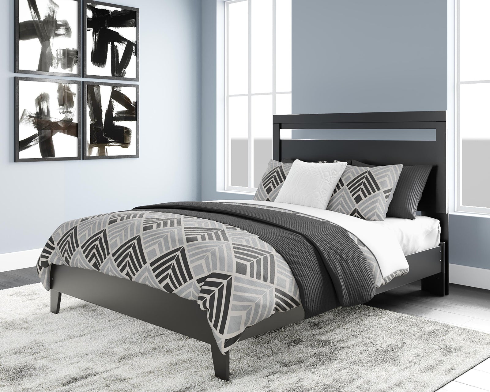 Finch Panel Platform Bed - Black/Brown (EB3392-SI) - Image 2