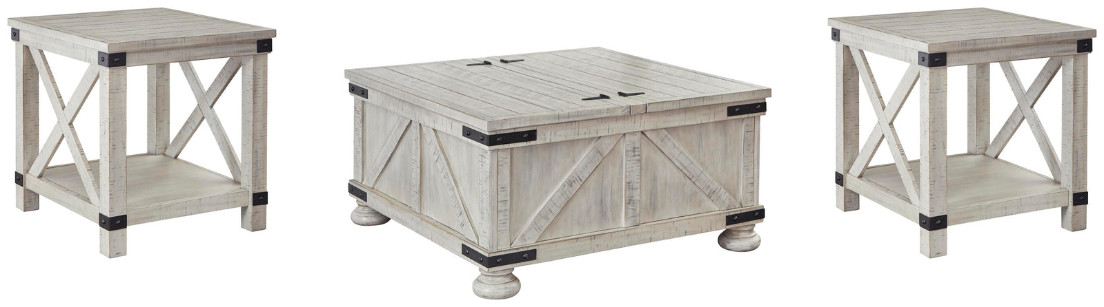 Carynhurst Coffee Table and 2 End Tables - Whitewash (T929-SI)