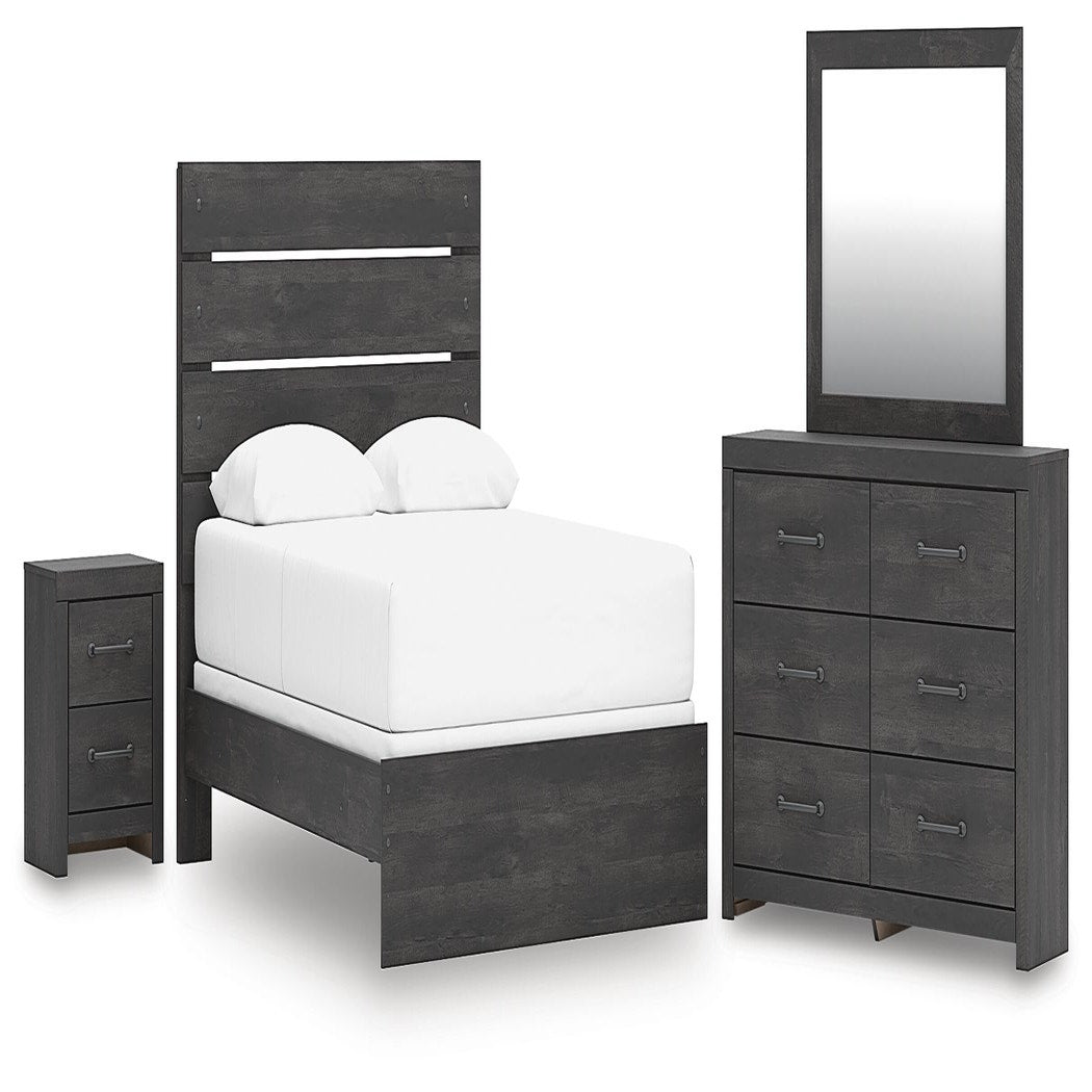 Hollivern Queen Panel Bed, Dresser, Mirror and Nightstand (PCB2108-SI)