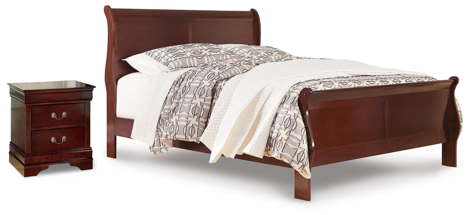 Alisdair Sleigh Bed and Nightstand (B376-SI)
