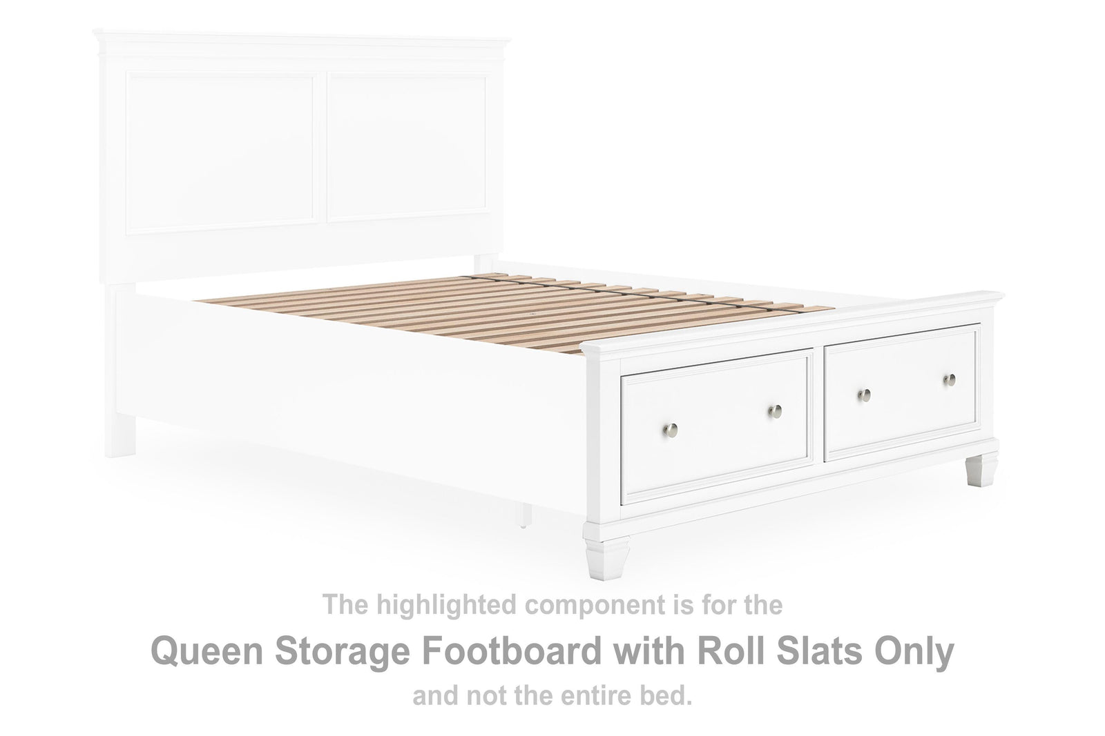 Fortman Storage Footboard with Roll Slats - White (B680-SI)