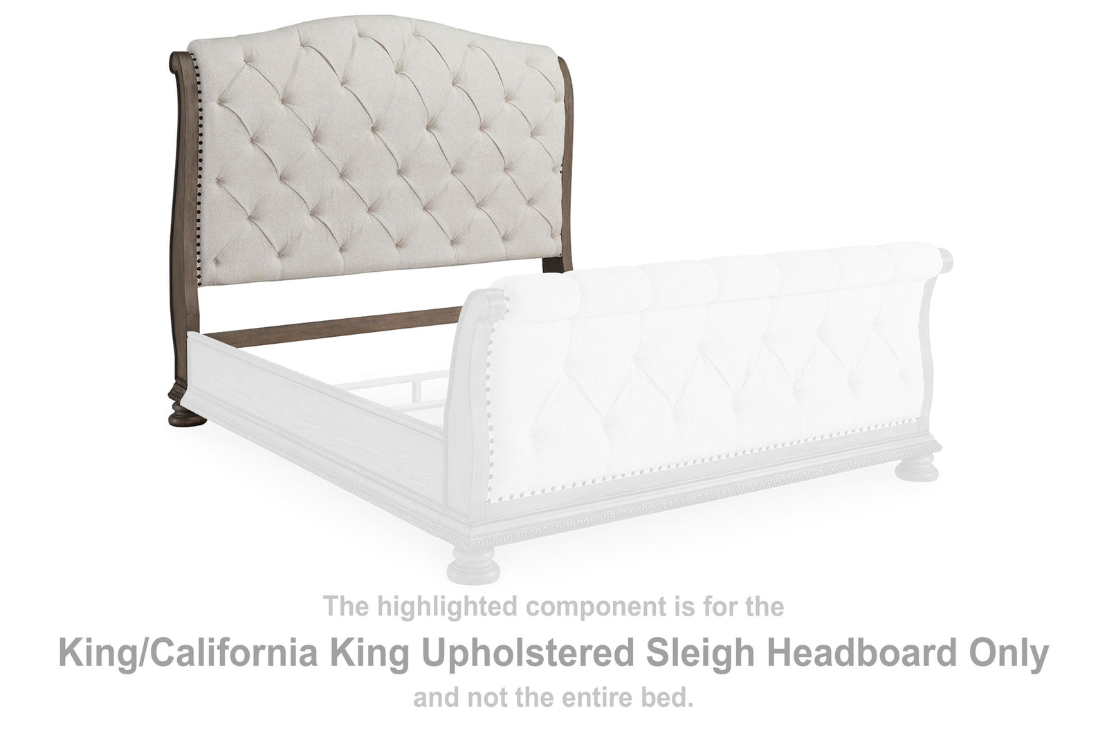 Ardenfield Upholstered Sleigh Headboard - Light Brown (B944-SI) - Image 2