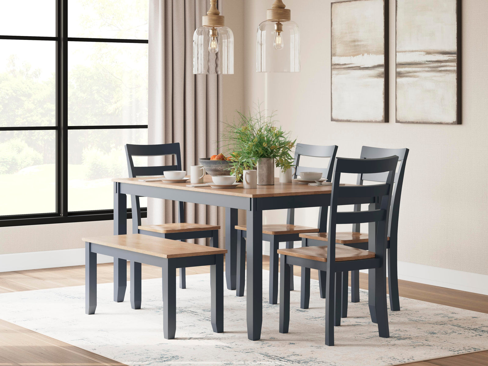 Gesthaven Dining Table with 4 Chairs and Bench (Set of 6) (D399-SI) - Image 3