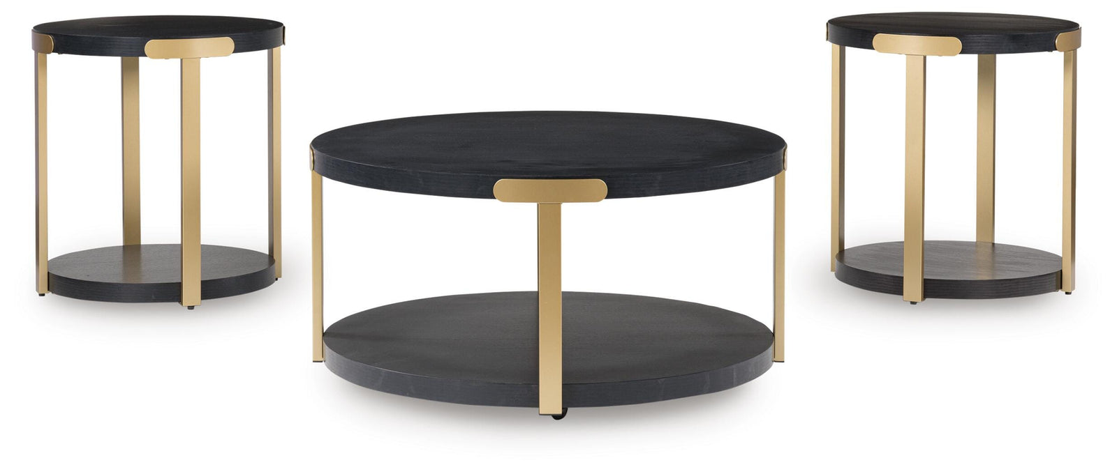 Shylore Table (Set of 3) - Black/Brass Finish (T410-SI) - Image 3