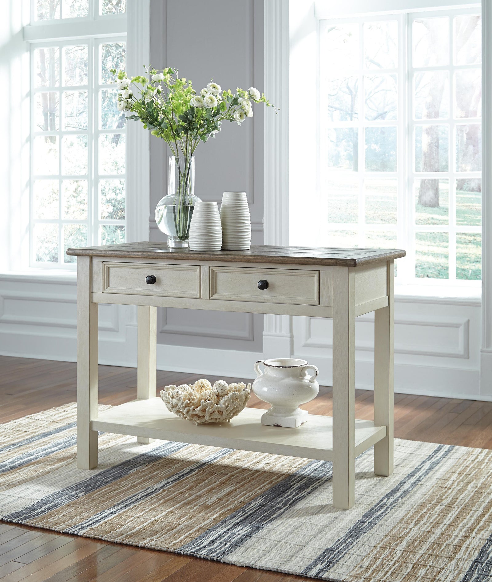 Bolanburg Coffee Table and 2 Chairside End Tables with Console - Two-tone (T637-SI) - Image 17