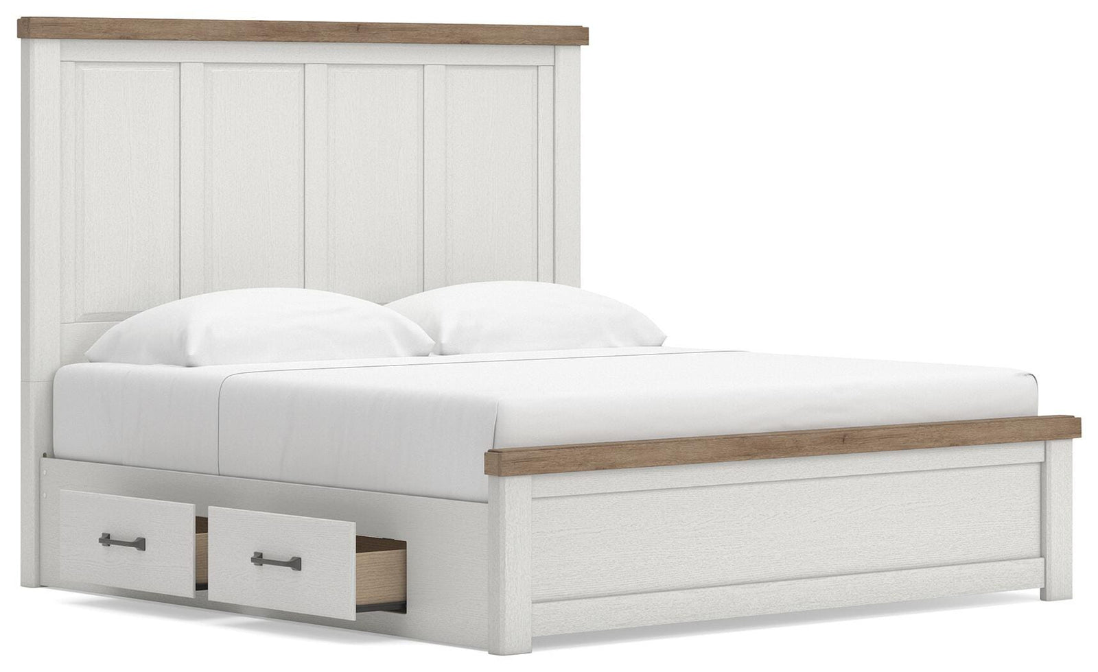 Savonport Panel Bed with Storage - White/Brown (B4615-SI) - Image 3