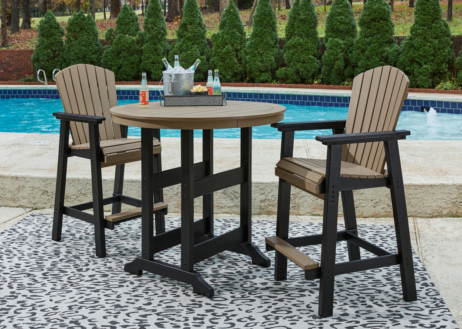 Fairen Trail Outdoor Counter Height Dining Table with 2 Barstools (P211-SI) - Image 4