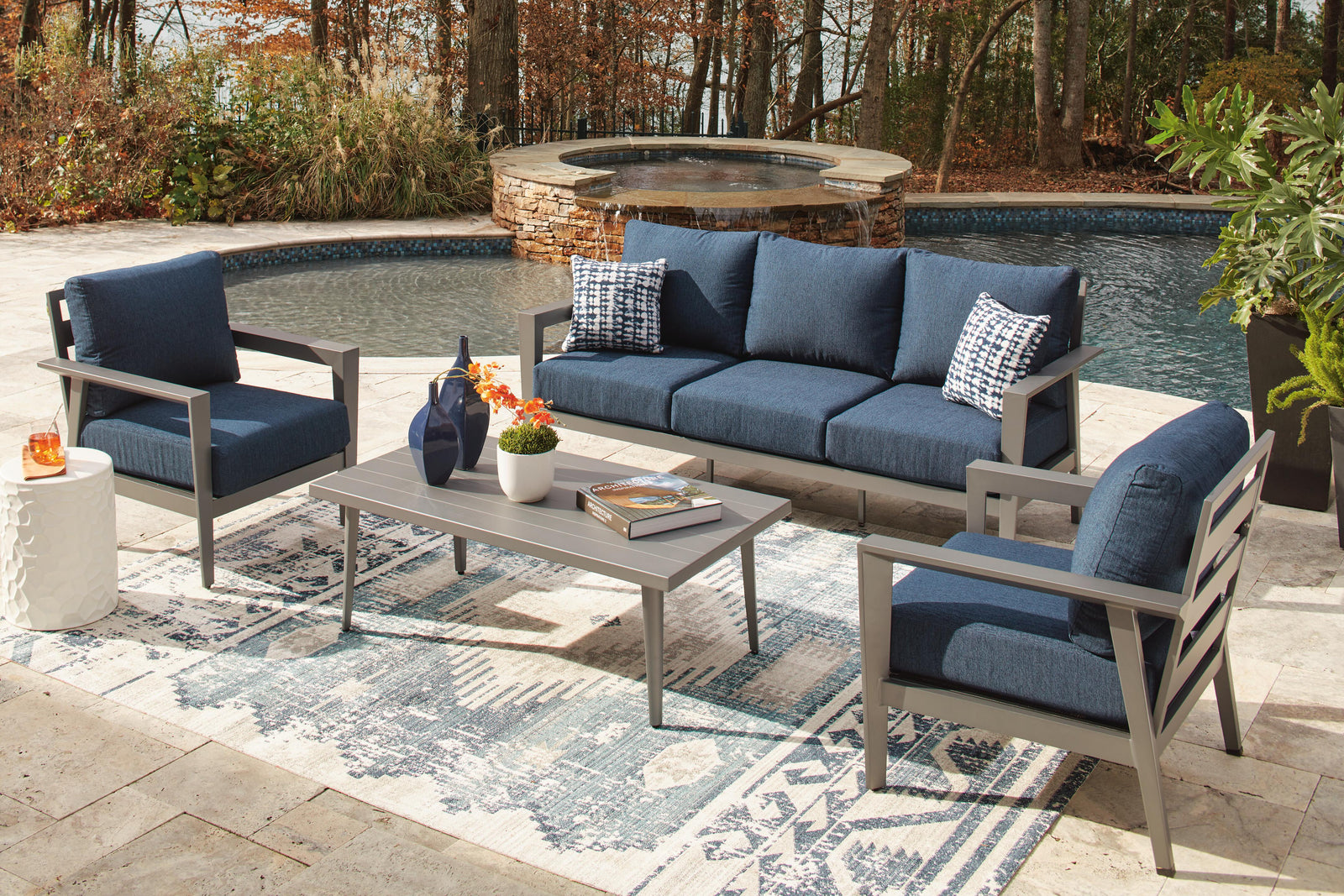 Gali Outdoor Sofa/Chairs/Table Set (Set of 4) (P275-SI) - Image 11