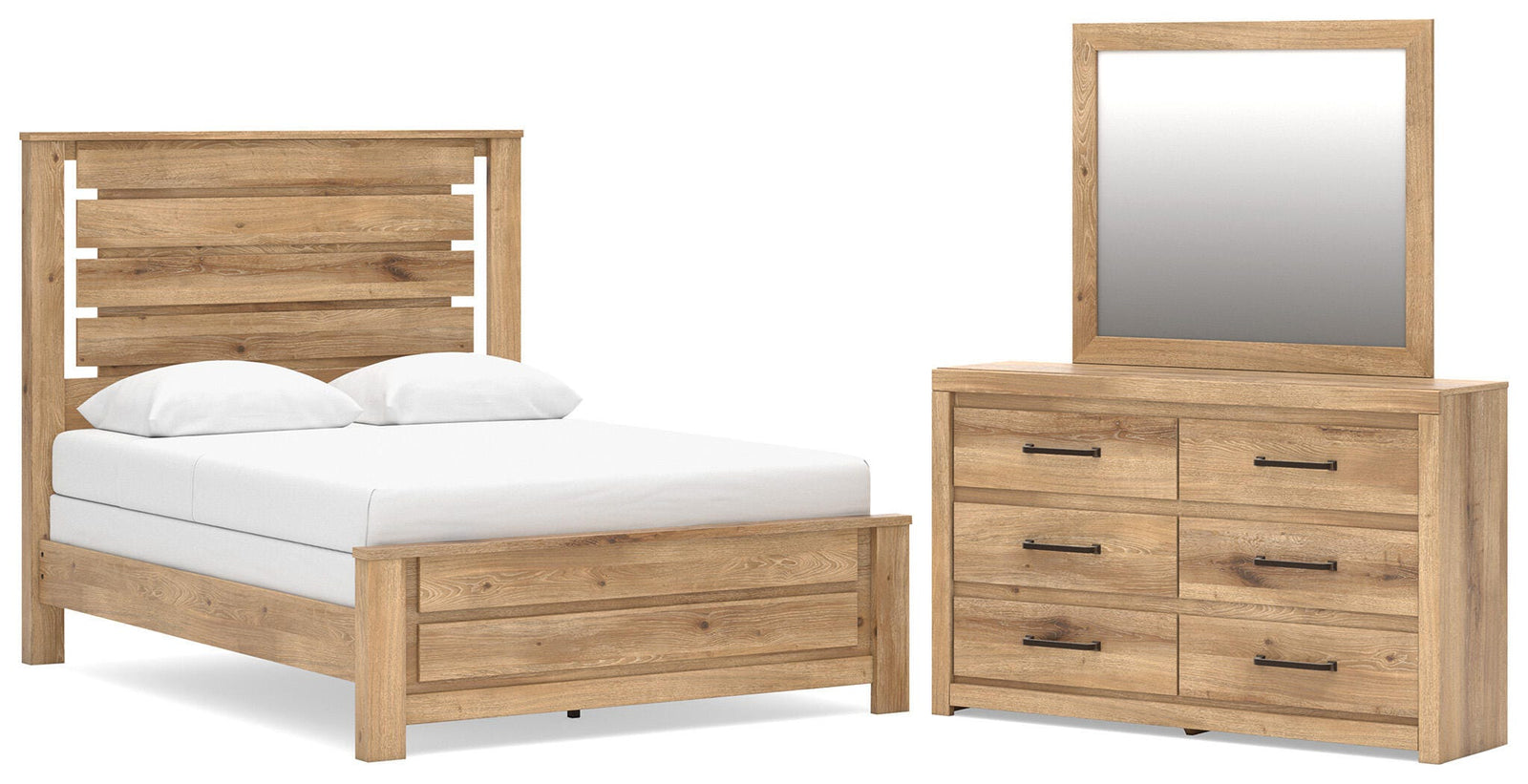Brozmont Panel Bed, Dresser and Mirror (B1045-SI)