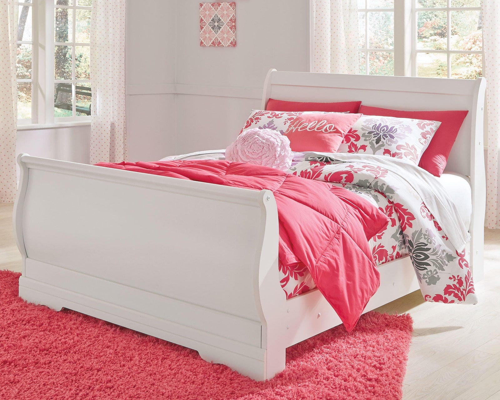 Anarasia Sleigh Bed, Dresser and Nightstand - White (B129-SI) - Image 3