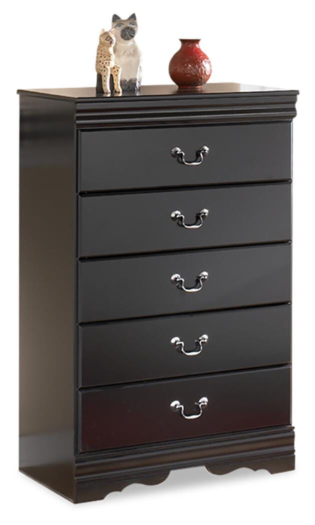 Huey Vineyard Sleigh Bed with Dresser, Mirror, Chest and Nightstand - Black (B128-SI) - Image 3